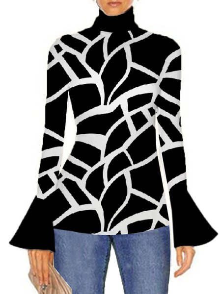 

Casual Vintage Geometric Regular Fit Top, Black, Blouses and Shirts