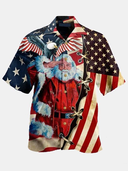

Men's American Flag Christmas Shirt, Blue, Shirts ＆ Blouse