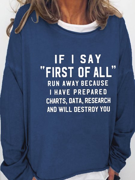 

Casual Fun Printed Crew Neck Sweatshirts, Dark blue, Hoodies&Sweatshirts