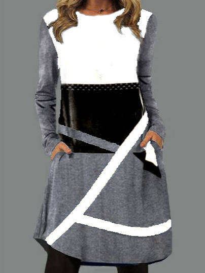

Girocollo Gonna Casuale, Bianco, Midi Dresses