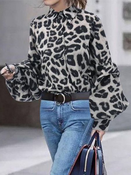 

Long Sleeve Leopard Work Regular Fit Shirt, Blouses and Shirts