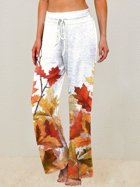 

Plant Maple Leaf Pants, White, Pants