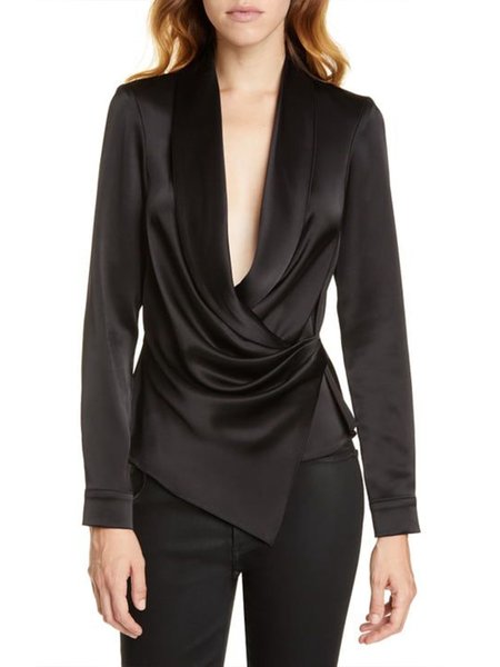 

Plain Elegant V Neck Top, Black, Blouses and Shirts