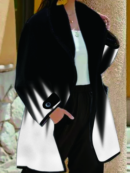 

Lapel Regular Fit Geometric Cardigan, Black, Coats