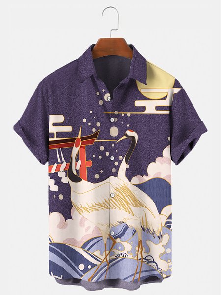 

Vintage Short Sleeve Shirts & Tops, As picture, Men's Floral shirt