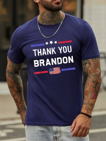 

printed round neck short-sleeved T-shirt, Purplish blue, T-shirts