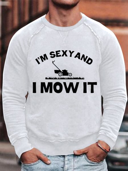 

Funny text print round neck long-sleeved sweatshirt, White, Hoodies&Sweatshirts