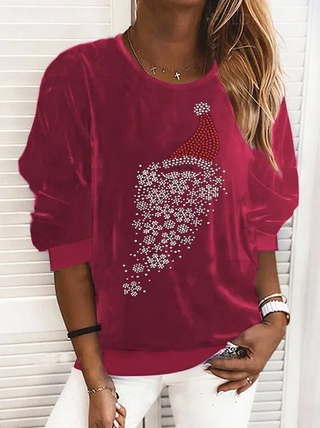

Christmas Casual Loosen Velvet Sweatshirt, Red, Hoodies & Sweatshirts
