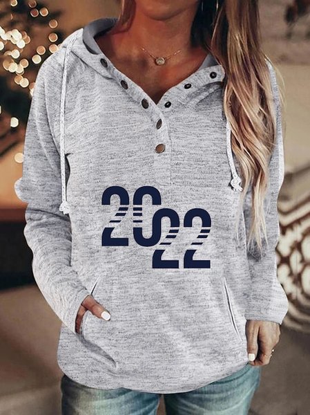 

Cotton Buttoned Letter Casual Sweatshirt, Gray, Sweatshirts & Hoodies