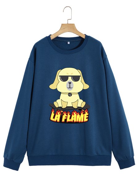 

Unocis Fun Printed Round Neck Sweatshirt, Blue, Sweatshirts