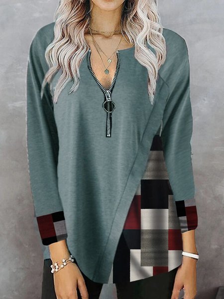 

Allentare Casuale Girocollo Top, Grigio, Blouses & Shirts