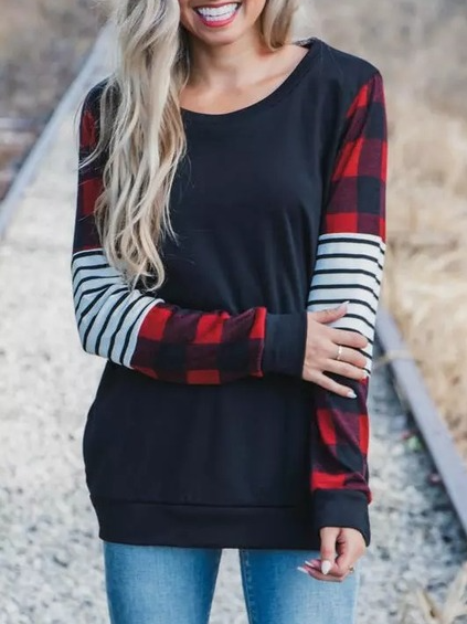 

Crew Neck Casual Loosen Sweatshirt, Black, Sweatshirts & Hoodies