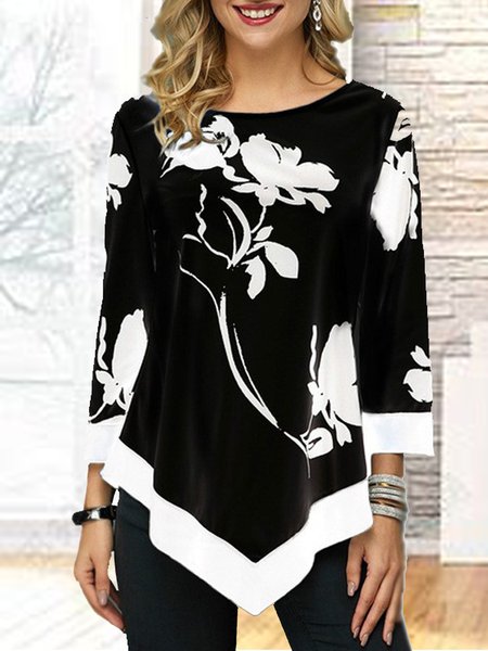 

Cotton Blends Crew Neck Shirts & Tops, Black, T-Shirts