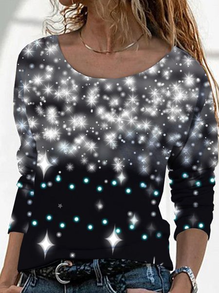 

Cotton Blends Crew Neck Shirts & Tops, As picture, T-Shirts