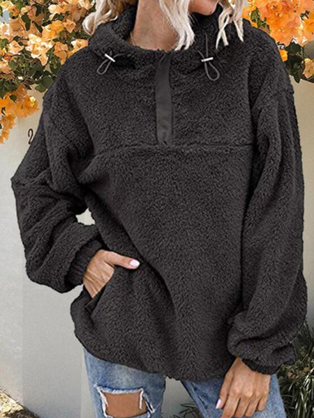 

Stand Collar Loosen Simple Sweatshirt, Black, Sweatshirts & Hoodies