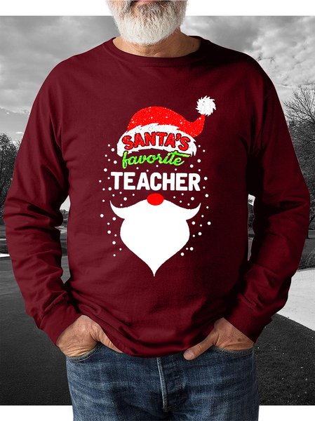 

Santa’s Favorite Teacher Merry Christmas Men's sweatshirt, Red, Hoodies&Sweatshirts