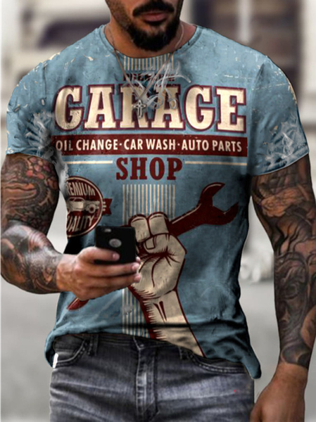 

Crew Neck Casual Shirts & Tops, Blue, T-shirt
