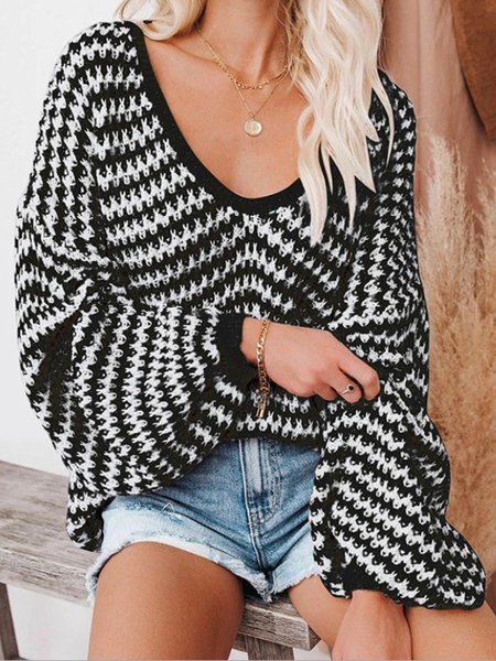 

Crew Neck Yarn/Wool Yarn Fashion Sweater, Black, Sweaters