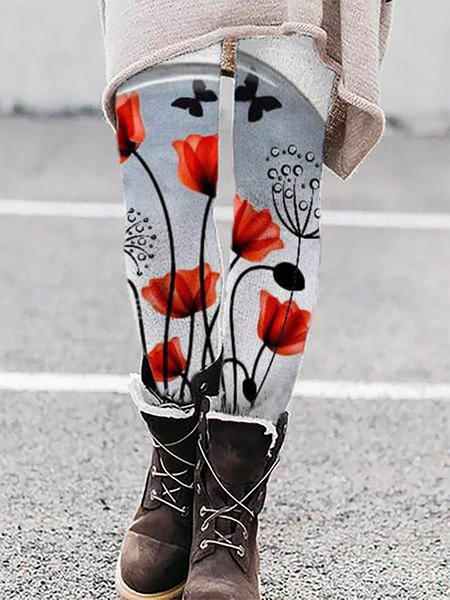 

Plus size Poppy Printed Skinny Pants, Multicolor, Leggings
