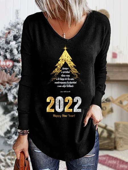 

Letter Cotton Casual Shirts & Tops, Black, Long sleeve tops