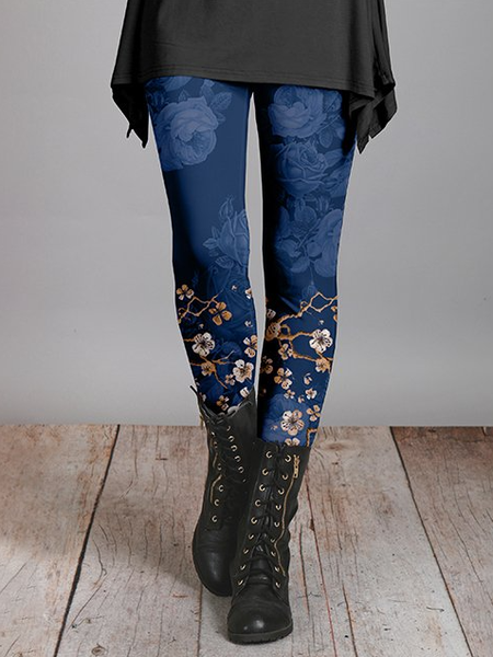 

Floral Skinny Leggings Blue plum elegant leggings, leggings