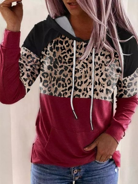Casual Color Block Long Sleeve Hooded Sweatshirts, As picture, Hoodies & Sweatshirts