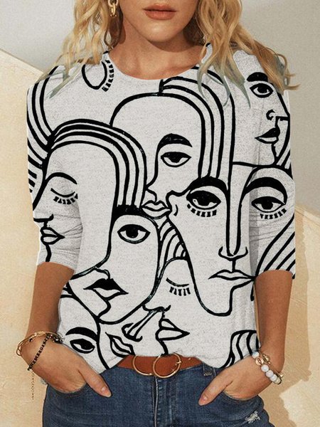 

Geometric Casual Shirts & Tops, As picture, Hoodies&Sweatshirts