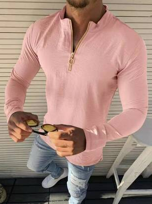 

Long Sleeve Cotton Casual Shirts & Tops, Pink, polo