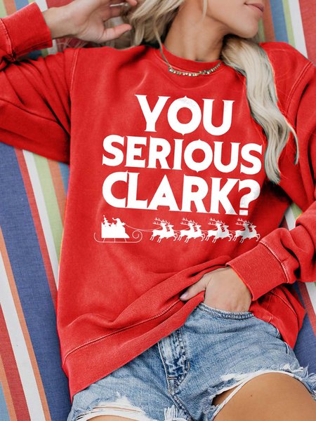 

You Serious Clark Casual Crew Neck Sweatshirts, Red, Hoodies&Sweatshirts