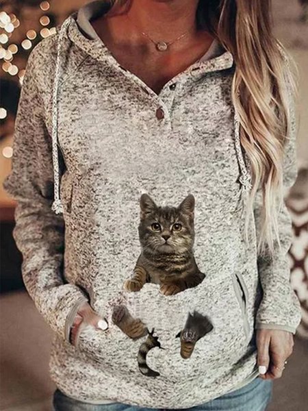 

Cute Cat Pattern Loosen Animal Sweatshirt, Multicolor, Sweatshirts & Hoodies