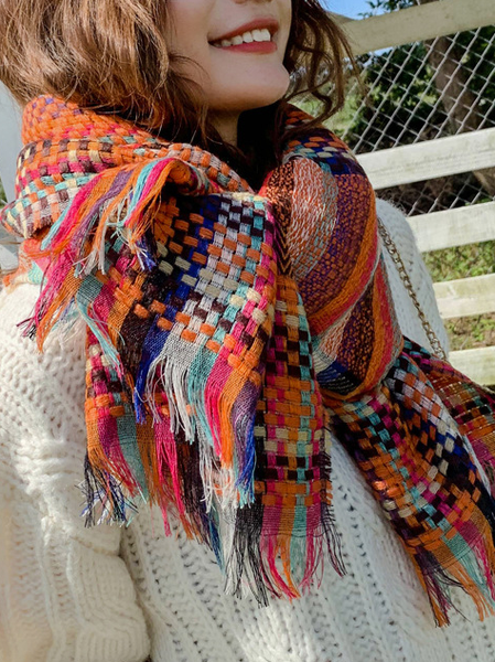 

Checked/Plaid Scarf, Orange, Women Scarves & Shawls