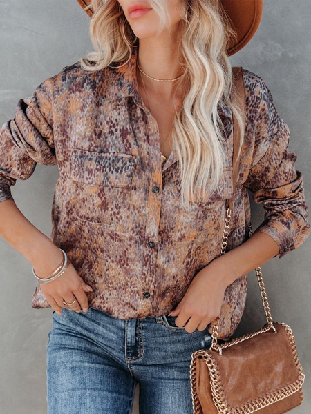 

Shirt Collar Casual Shirts & Tops Polka dot gradient vintage shirt, Multicolor, Shirts & Blouses