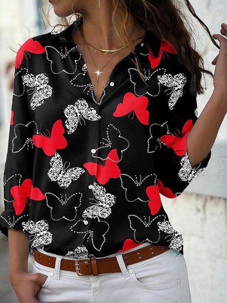 

Cotton Loosen Butterfly Shirts & Tops, Black, Shirts & Blouses