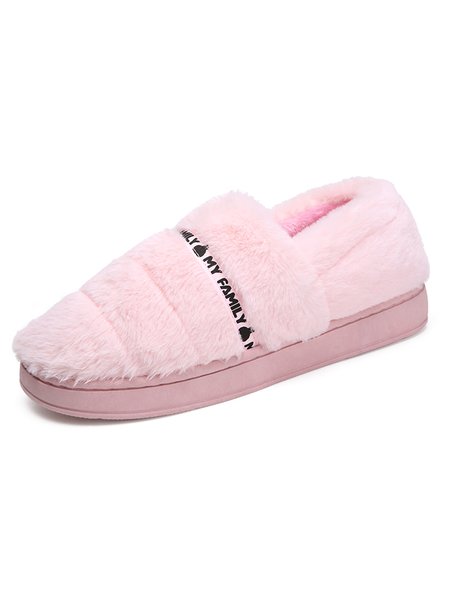 

Simple English Plush Warm Home Slippers, Light pink, Women Shoes