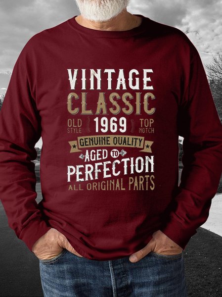 

Age text printed round neck long-sleeved sweatshirt, Red, Hoodies&Sweatshirts