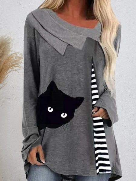 

Square Neck Elegant Shirts & Tops, Light gray, Long sleeve tops