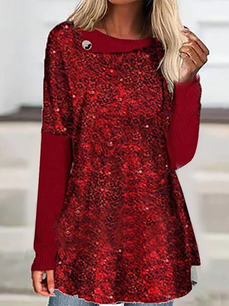 

Loosen Square Neck Casual Blouse, Red, Shirts & Blouses