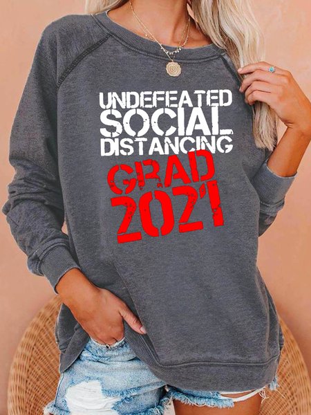 

Undefeated Social Distancing 2021 Funny Words Regular Fit Crew Neck Sweatshirt, Gray, Hoodies&Sweatshirts