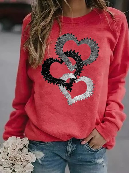 Regular Fit Casual Abstract Sweatshirts, Red, Hoodies&Sweatshirts