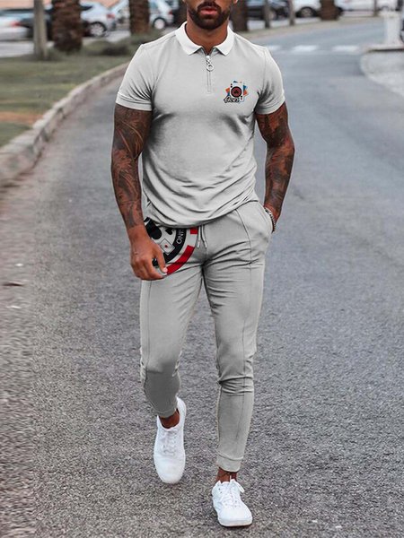 

Casual Short Sleeve Suits, Gray, Men's sets