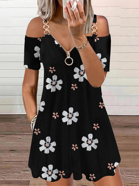 

Casual V Neck Dresses, Black, Mini Dresses