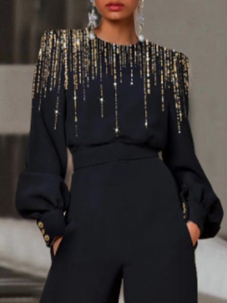 

Printed Ombre Elegant Top, Black, Blouses and Shirts