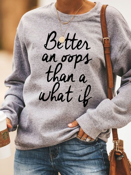 

Fun text printed round neck long-sleeved Sweatshirts, Gray, Hoodies&Sweatshirts