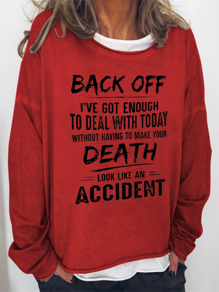 

Back Off Funny Words Regular Fit Letter Sweatshirt, Red, Hoodies&Sweatshirts