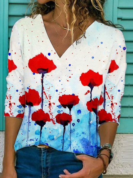 

Casual Loosen Shirts & Tops, White, T-Shirts