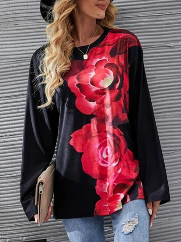 

Off Shoulder Casual Shirts & Tops, Red, Long sleeve tops