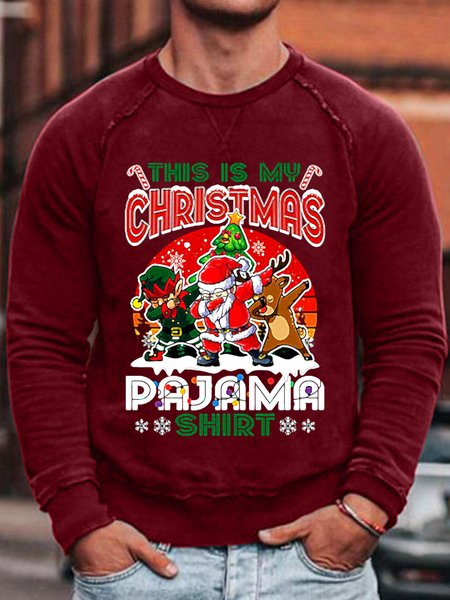 

This Is My Christmas Pajama Shirt Gift Funny Casual Crew Neck Sweatshirt, Red, Hoodies&Sweatshirts