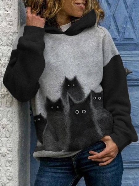 

Regular Fit Hooded Casual Sweatshirt, Black, Hoodies & Sweatshirts