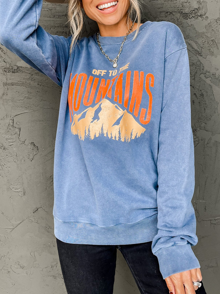 

Vintage Crew Neck Letter Sweatshirt, Blue, Sweatshirts & Hoodies