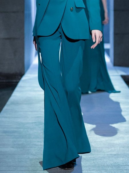 

Lady Regular Fit Solid Pants, As picture, Flared Pants